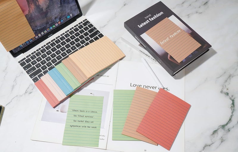YEECOK 9 Pads Lined Sticky Notes 4x6 in Post, Vintage Colors Self Pad Its, Super Sticking Power Memo Pads Its, 40 Sheets/pad - Image 3
